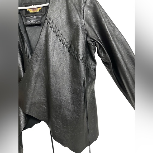 NWT Women’s Rare Vintage Y2K Harley Davidson Asymmetric Black Leather Jacket XL - Picture 14 of 15